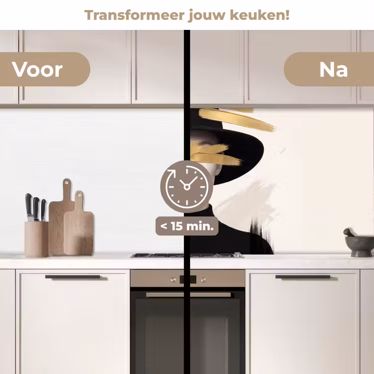 Keuken achterwand - Vrouw - Portret - Modern - Goud - Kunst — 2