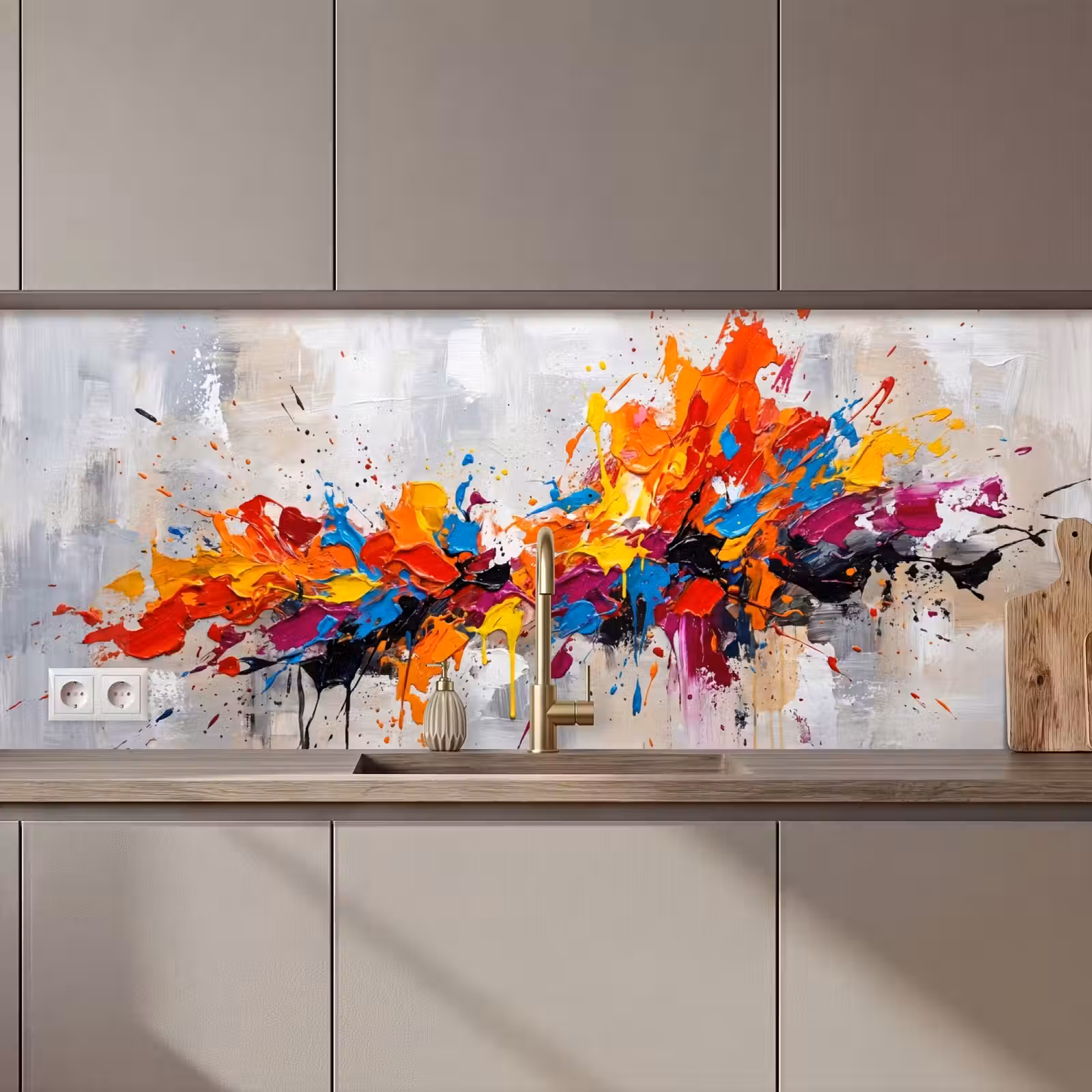 Keuken achterwand - Abstract - Schilderij - Kleurrijk - Dynamisch — 1