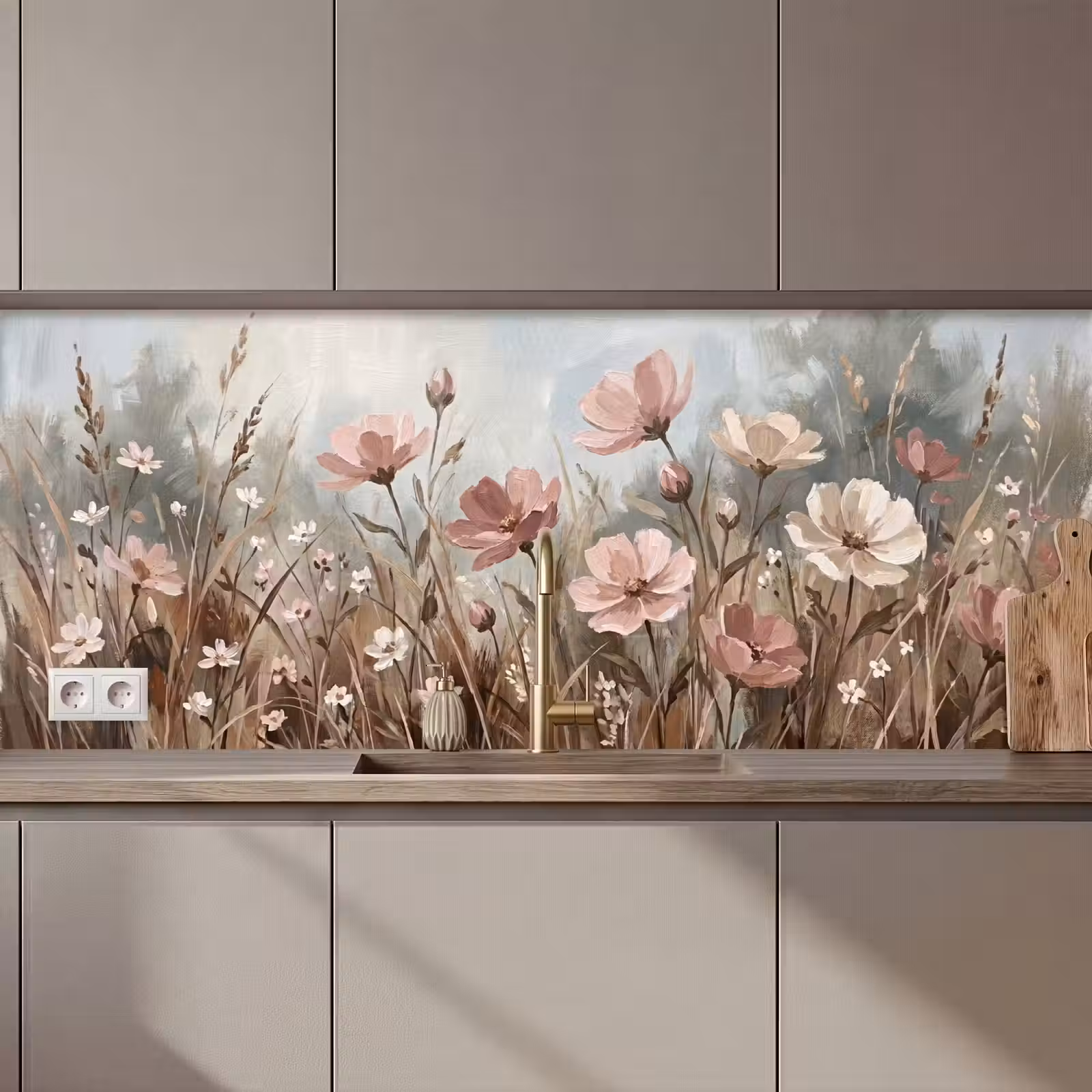 Keuken achterwand - Bloemen - Botanisch - Schilderij - Pastel - Rustiek — 1