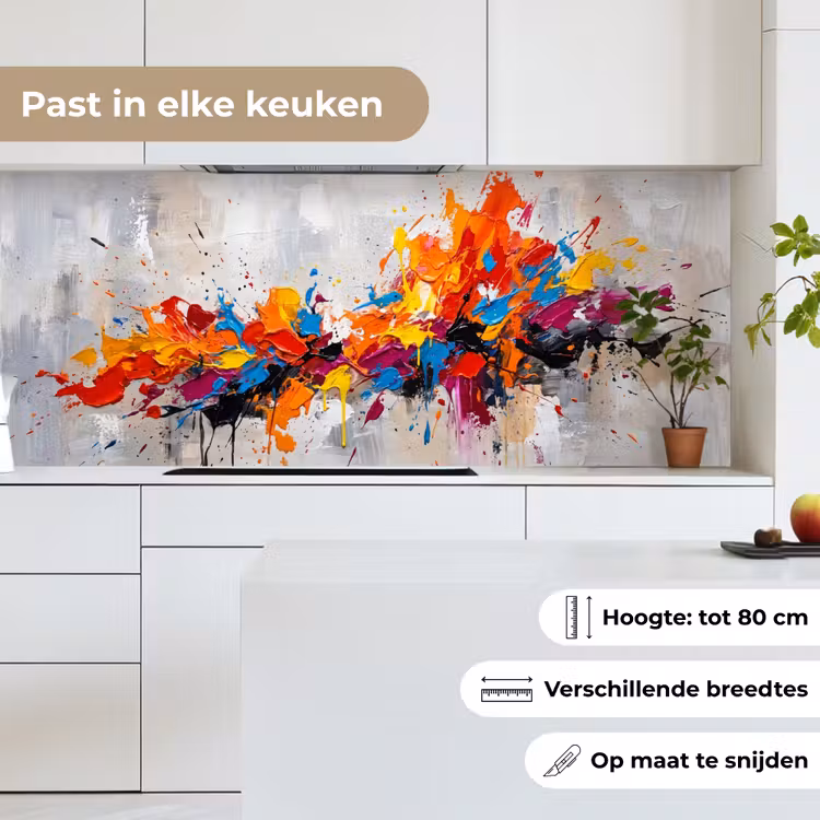 Keuken achterwand - Abstract - Schilderij - Kleurrijk - Dynamisch — 4