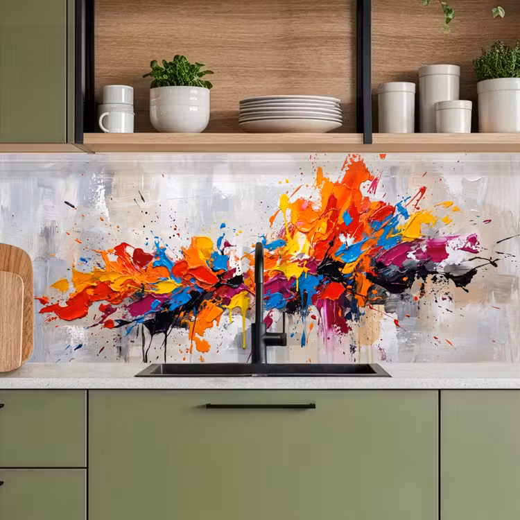 Keuken achterwand - Abstract - Schilderij - Kleurrijk - Dynamisch — 5
