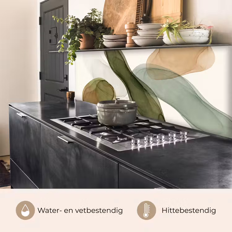 Keuken achterwand - Abstract - Vormen - Modern - Kunst - Groen - Bruin — 3