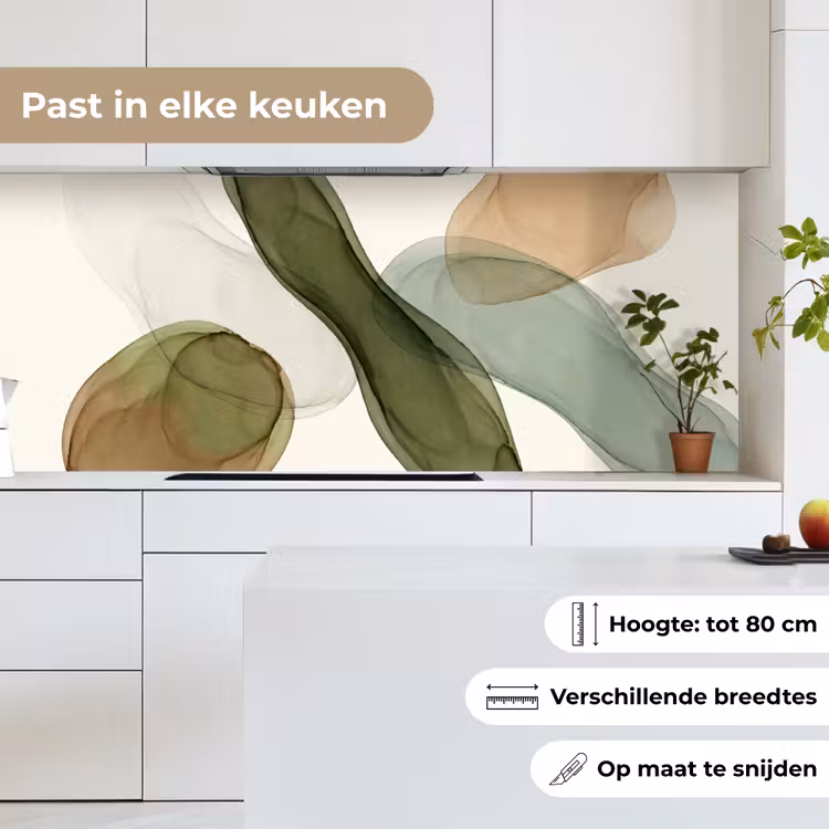 Keuken achterwand - Abstract - Vormen - Modern - Kunst - Groen - Bruin — 4