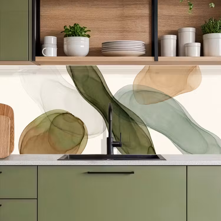 Keuken achterwand - Abstract - Vormen - Modern - Kunst - Groen - Bruin — 5