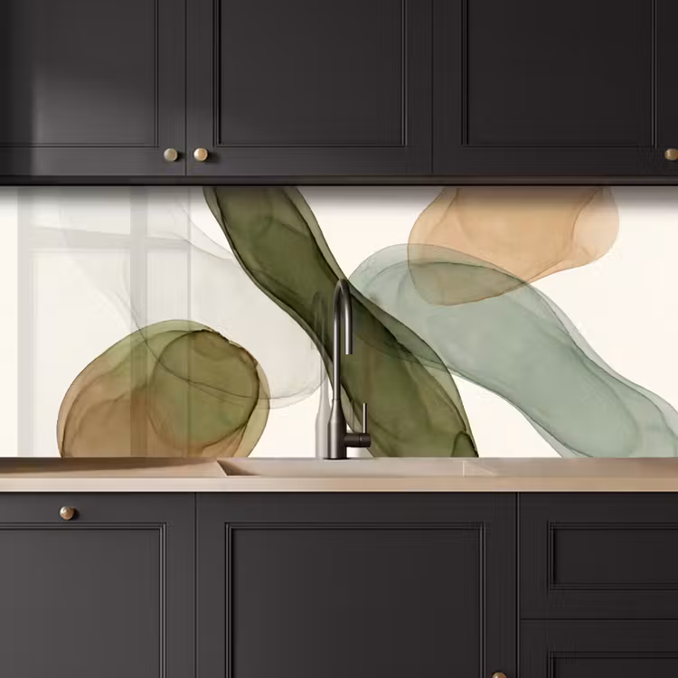 Keuken achterwand - Abstract - Vormen - Modern - Kunst - Groen - Bruin — 6