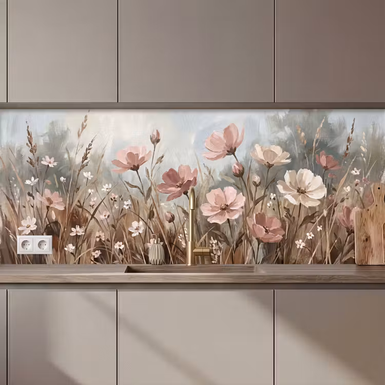 Keuken achterwand - Bloemen - Botanisch - Schilderij - Pastel - Rustiek — 1
