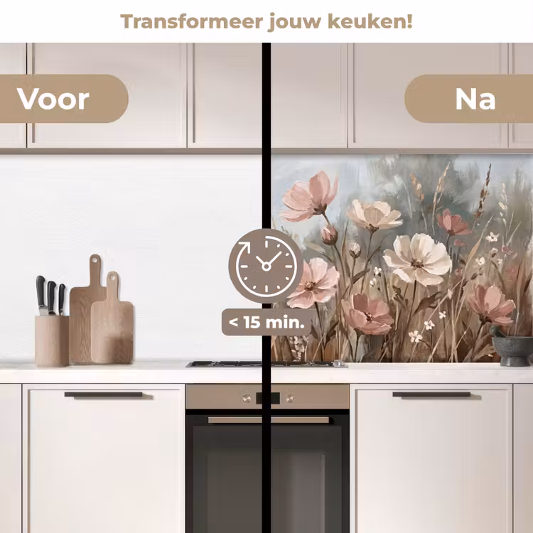 Keuken achterwand - Bloemen - Botanisch - Schilderij - Pastel - Rustiek — 2
