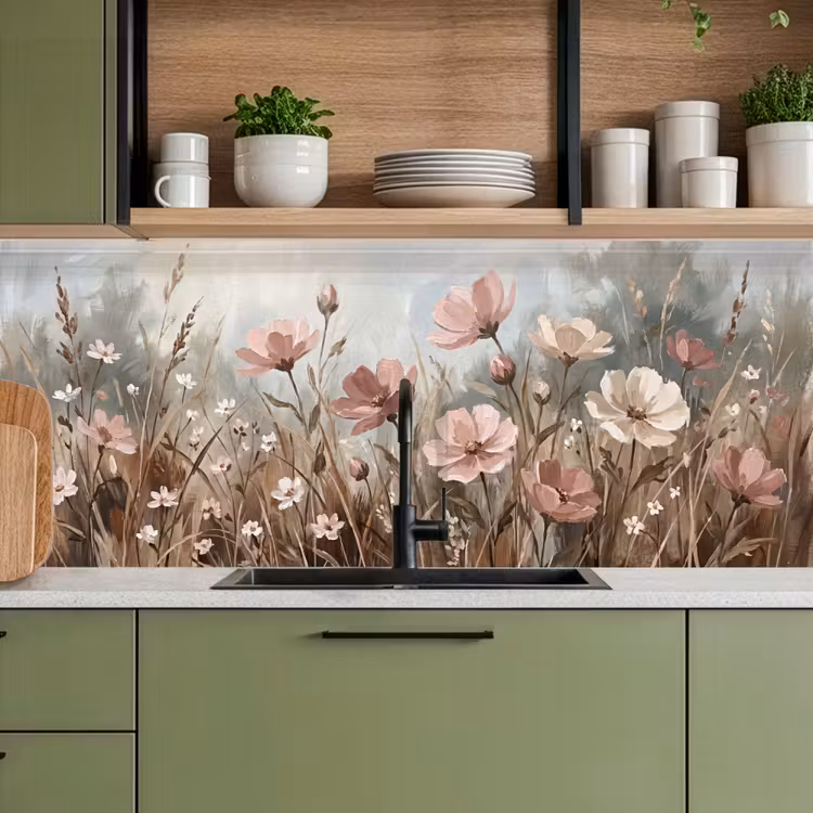 Keuken achterwand - Bloemen - Botanisch - Schilderij - Pastel - Rustiek — 5