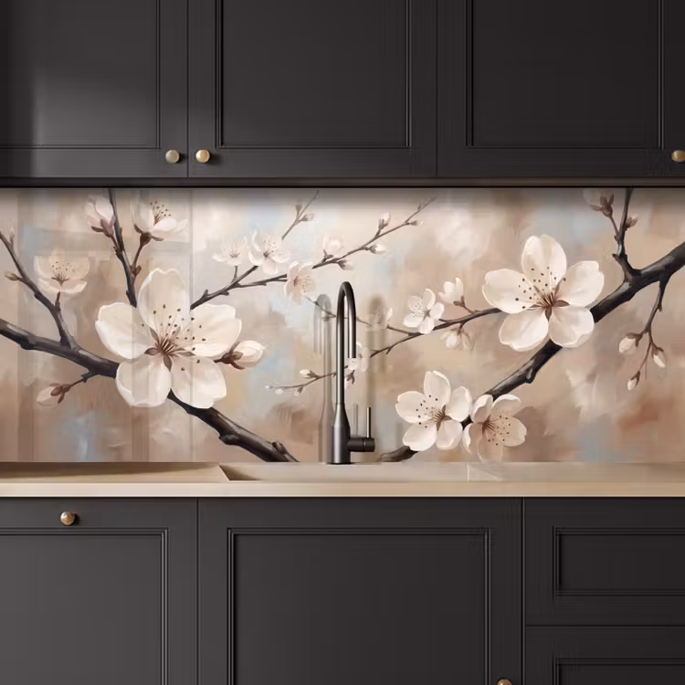 Keuken achterwand - Bloesem - Takken - Schilderij - Beige - Serene — 6