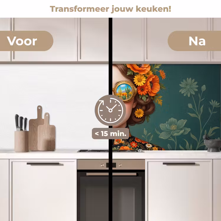 Keuken achterwand - Portret - Vrouw - Kleurrijk - Expressief — 2