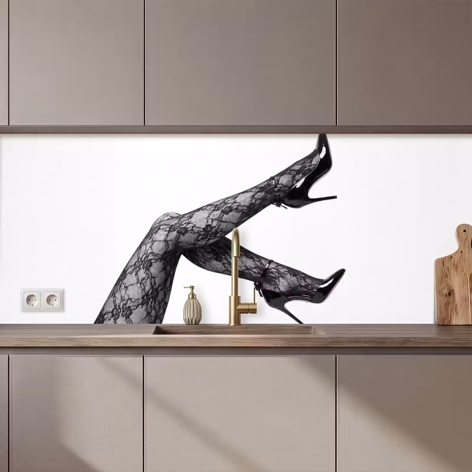 Keuken achterwand - Benen - Kant - Hakken - Zwart - Wit - Uitdagend — 1
