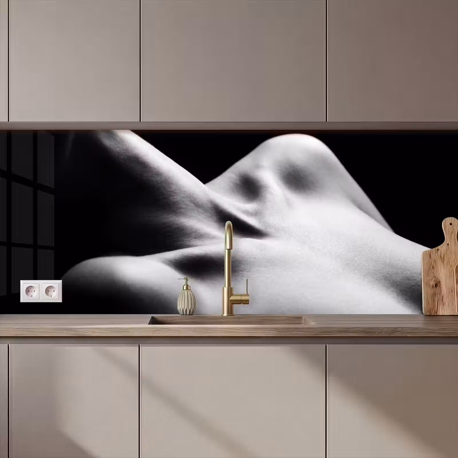 Keuken achterwand - Lichaam - Vormen - Abstract - Zwart - Wit - Sensueel — 1