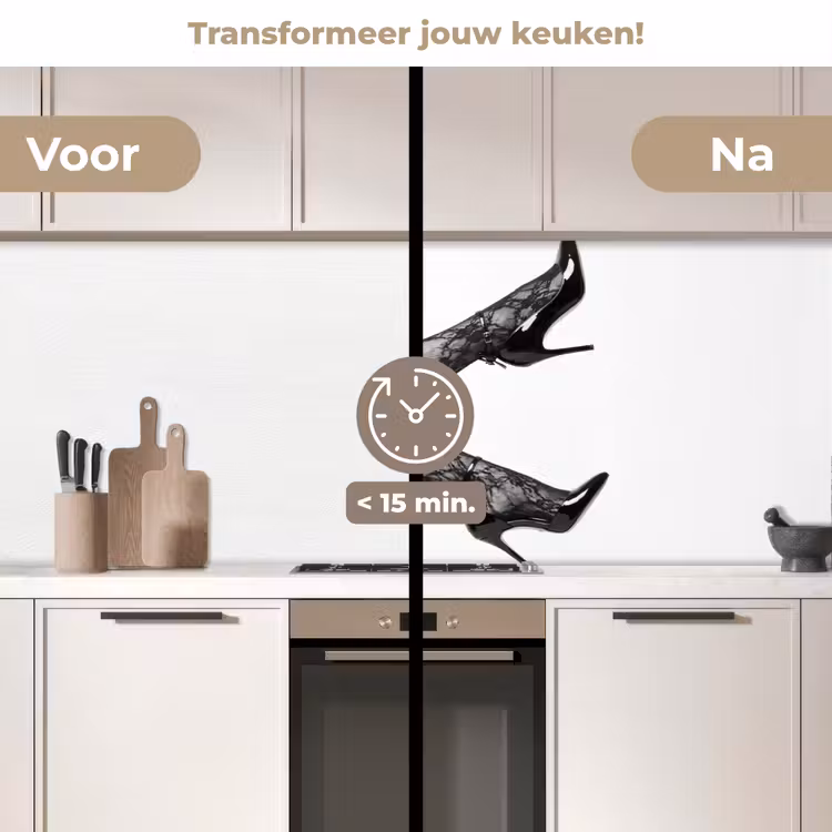 Keuken achterwand - Benen - Kant - Hakken - Zwart - Wit - Uitdagend — 2