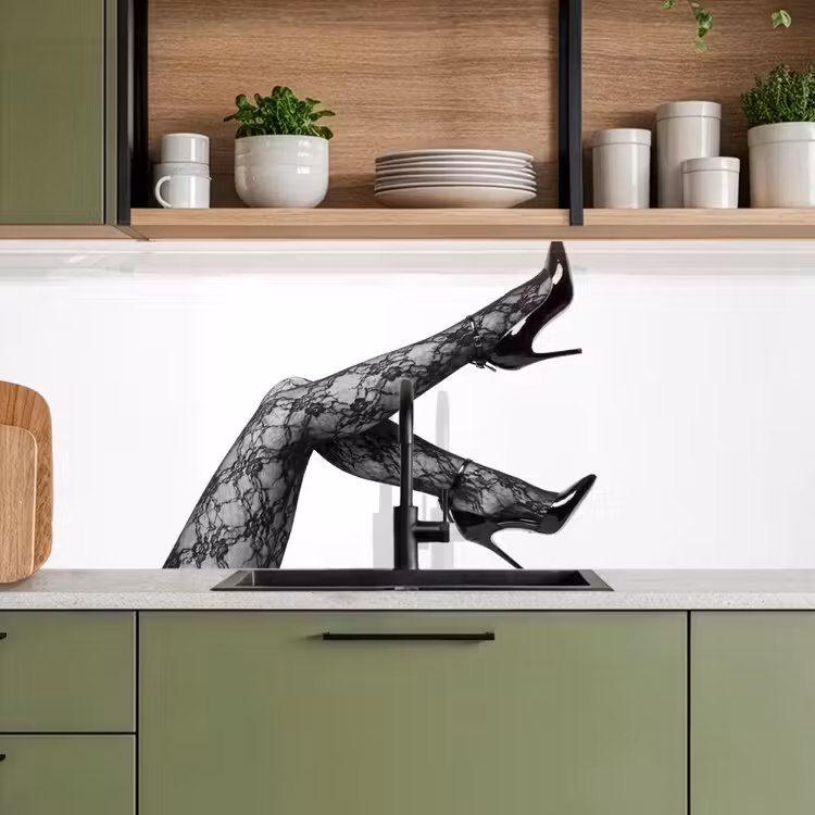Keuken achterwand - Benen - Kant - Hakken - Zwart - Wit - Uitdagend — 5