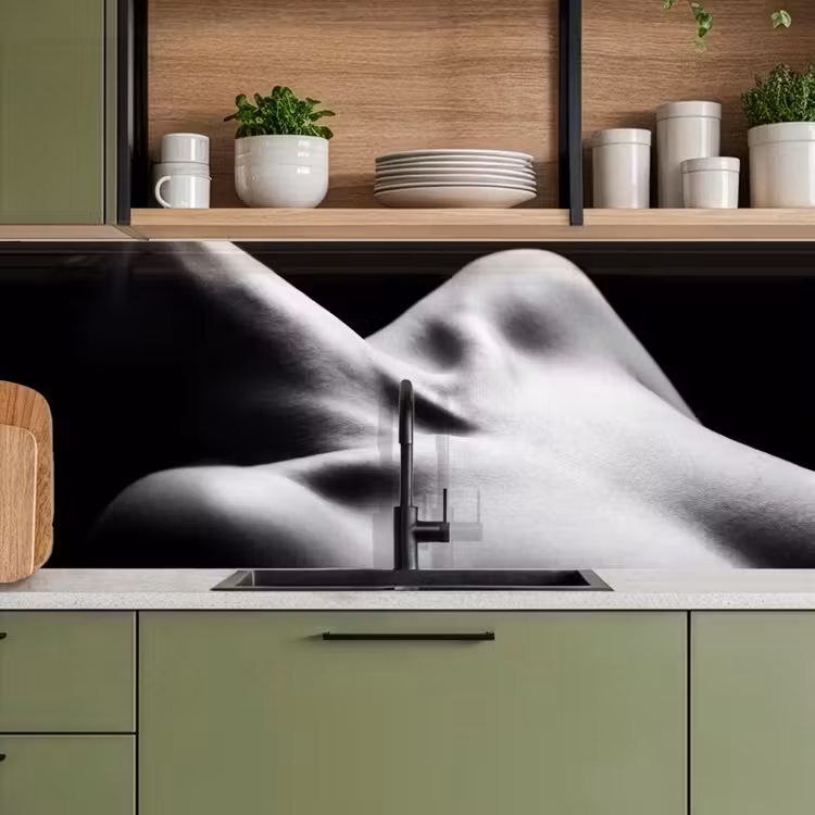 Keuken achterwand - Lichaam - Vormen - Abstract - Zwart - Wit - Sensueel — 5