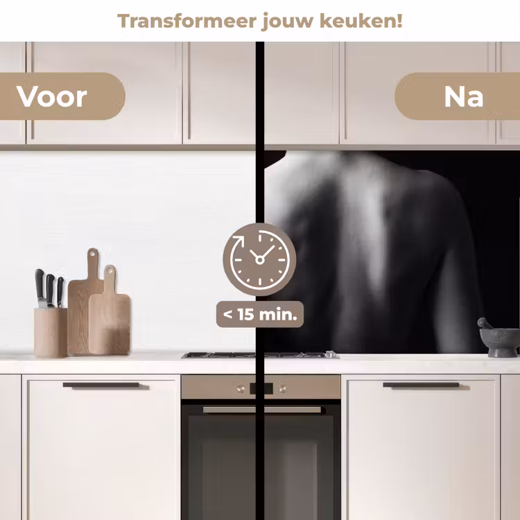 Keuken achterwand - Schouder - Zijde - Rug - Zwart - Wit - Elegant — 2