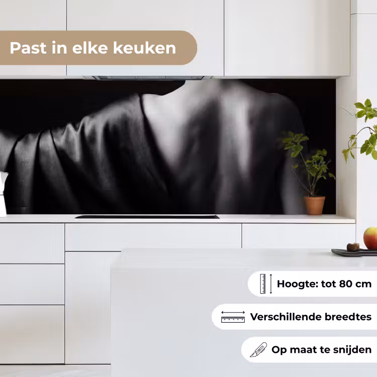 Keuken achterwand - Schouder - Zijde - Rug - Zwart - Wit - Elegant — 4