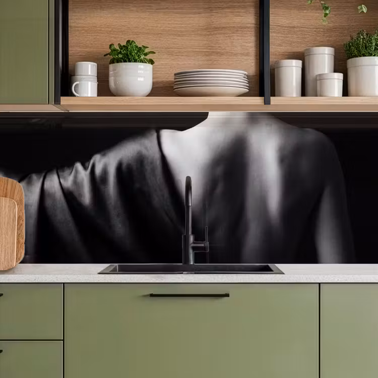 Keuken achterwand - Schouder - Zijde - Rug - Zwart - Wit - Elegant — 5