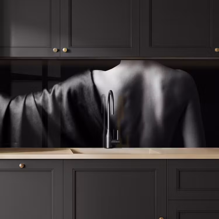Keuken achterwand - Schouder - Zijde - Rug - Zwart - Wit - Elegant — 6