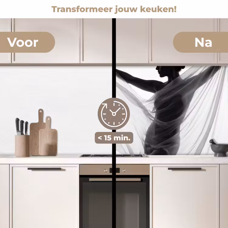 Keuken achterwand - Silhouet - Sluier - Vormen - Zwart - Wit - Sensueel — 2