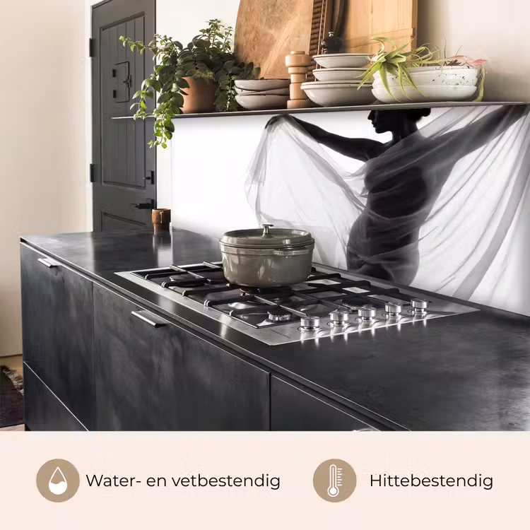 Keuken achterwand - Silhouet - Sluier - Vormen - Zwart - Wit - Sensueel — 3