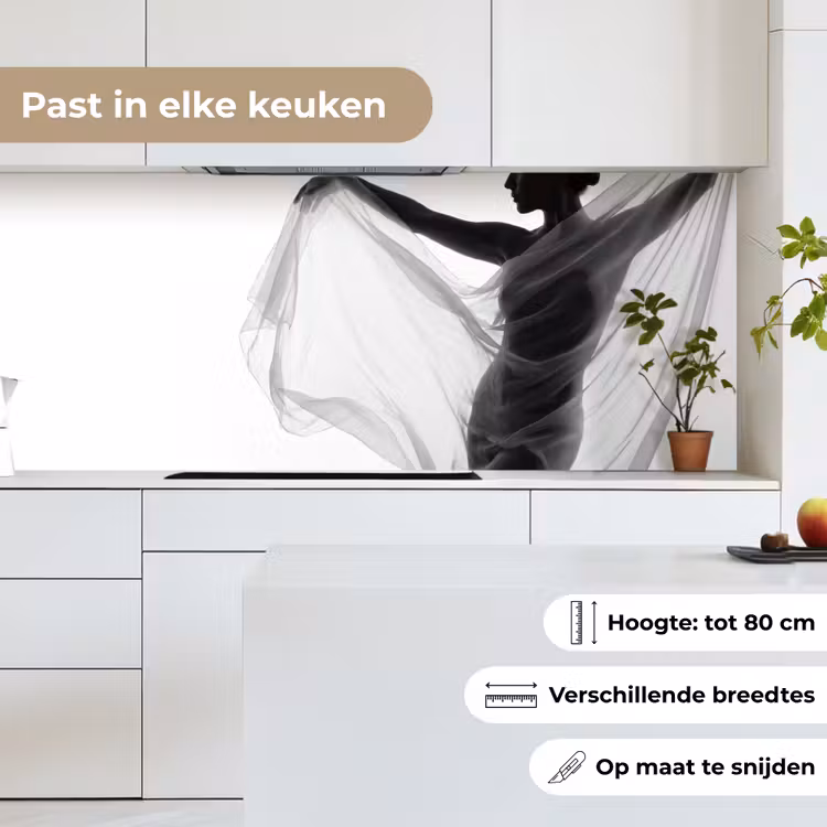 Keuken achterwand - Silhouet - Sluier - Vormen - Zwart - Wit - Sensueel — 4