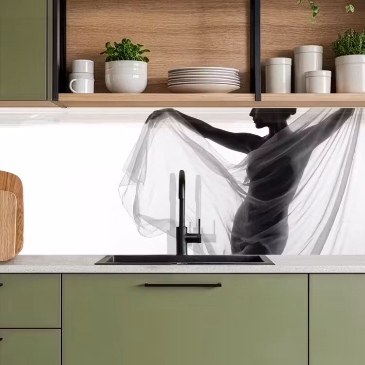 Keuken achterwand - Silhouet - Sluier - Vormen - Zwart - Wit - Sensueel — 5