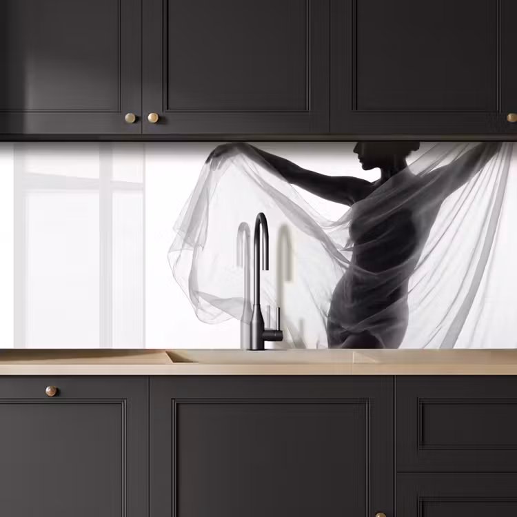 Keuken achterwand - Silhouet - Sluier - Vormen - Zwart - Wit - Sensueel — 6