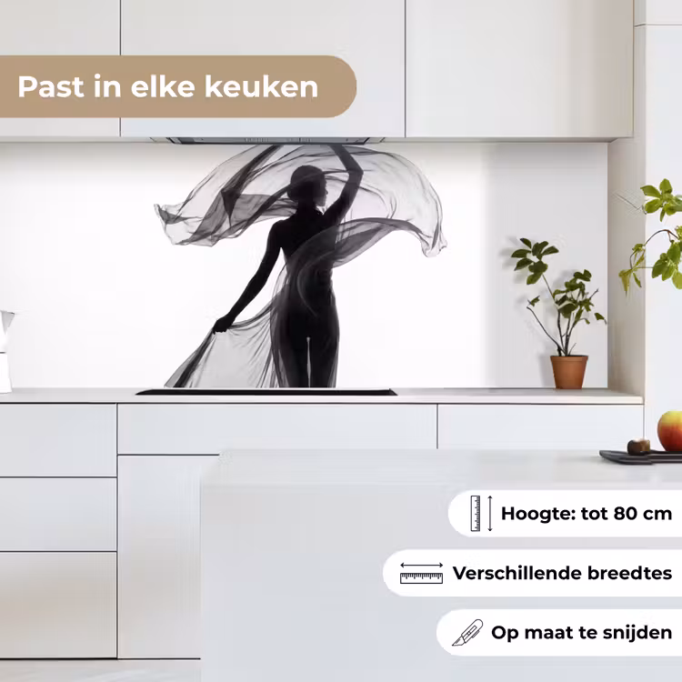 Keuken achterwand - Vrouw - Sluier - Portret - Zwart - Wit - Artistiek — 4