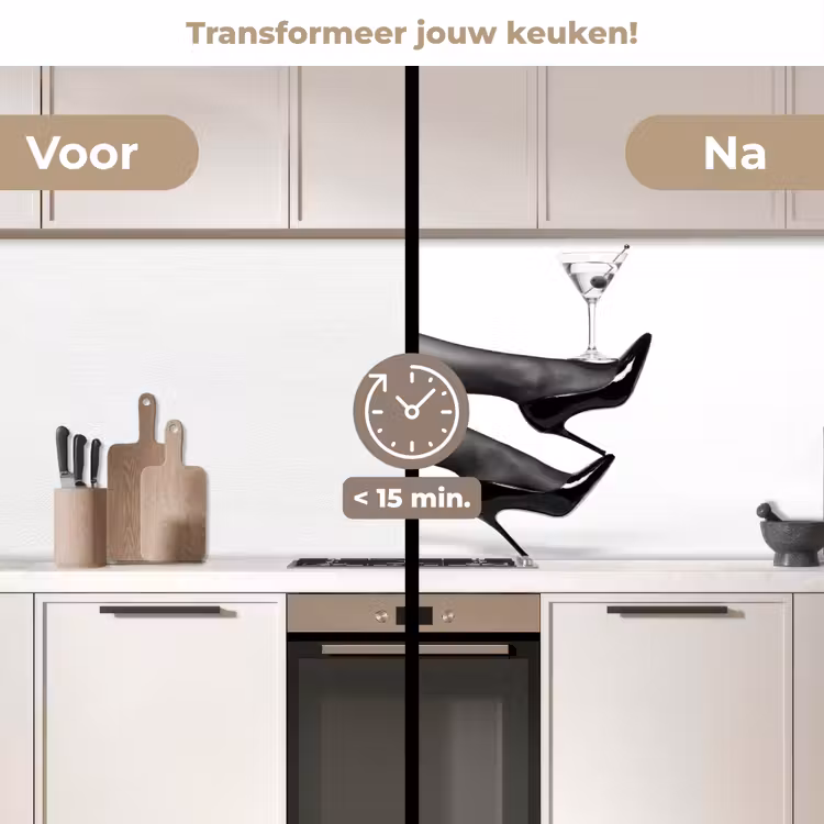 Keuken achterwand - Benen - Hakken - Glas - Zwart - Wit - Speels — 2