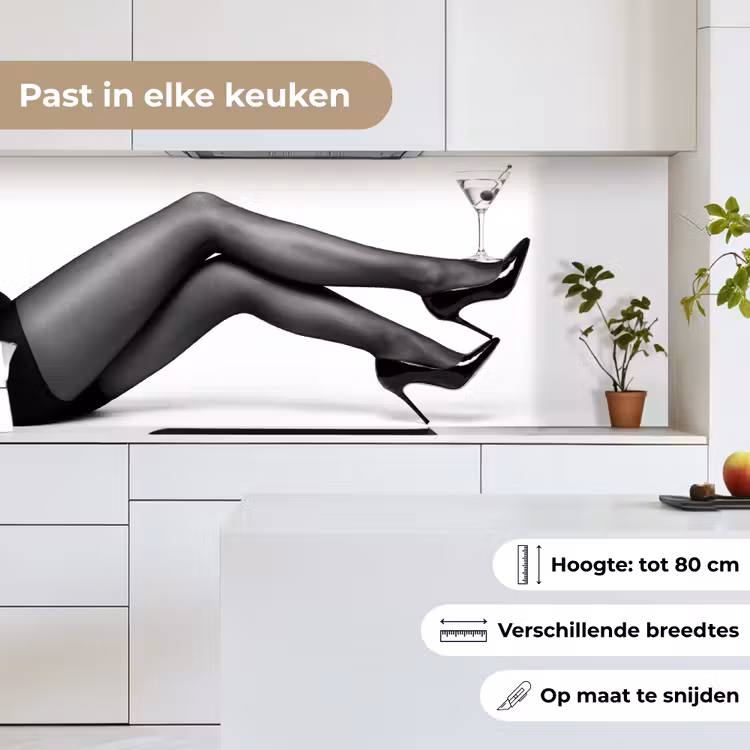 Keuken achterwand - Benen - Hakken - Glas - Zwart - Wit - Speels — 4