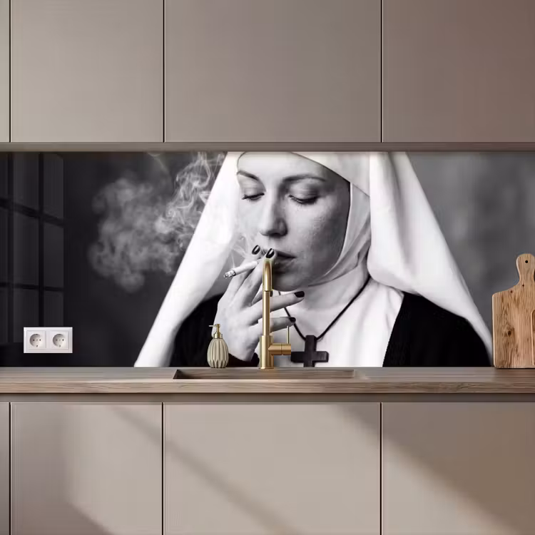 Keuken achterwand - Non - Roken - Portret - Zwart - Wit - Rebels — 1