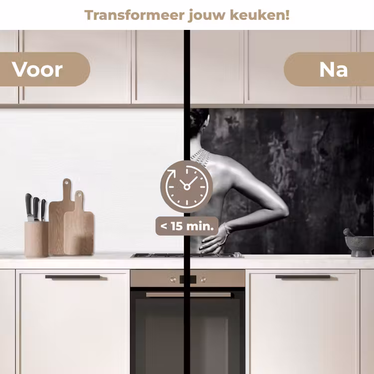 Keuken achterwand - Rug - Ketting - Portret - Zwart - Wit - Glamour — 2