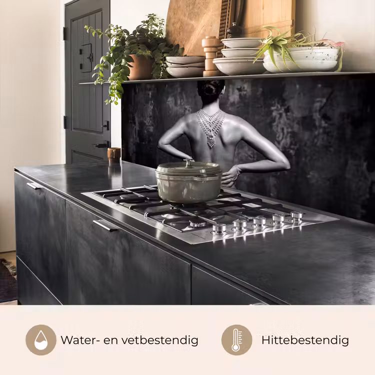 Keuken achterwand - Rug - Ketting - Portret - Zwart - Wit - Glamour — 3