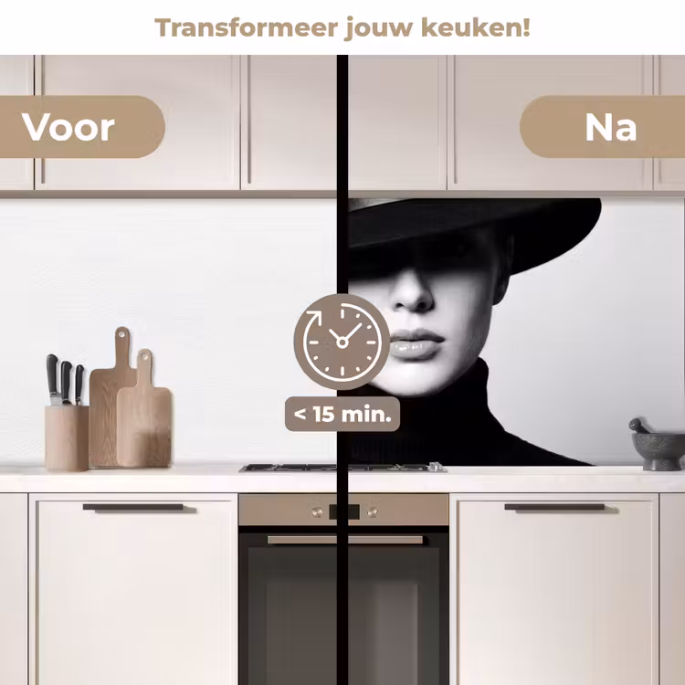 Keuken achterwand - Vrouw - Schaduw - Zwart - Wit - Mysterieus — 2