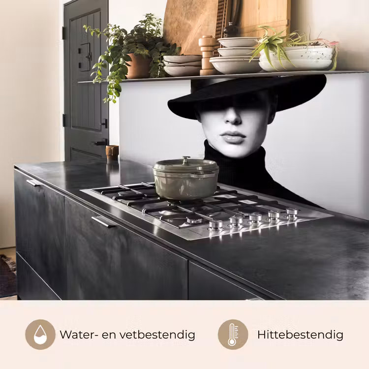 Keuken achterwand - Vrouw - Schaduw - Zwart - Wit - Mysterieus — 3