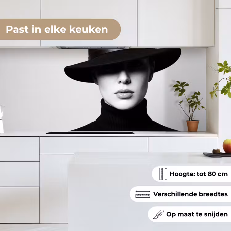 Keuken achterwand - Vrouw - Schaduw - Zwart - Wit - Mysterieus — 4