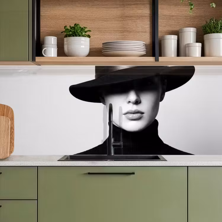 Keuken achterwand - Vrouw - Schaduw - Zwart - Wit - Mysterieus — 5