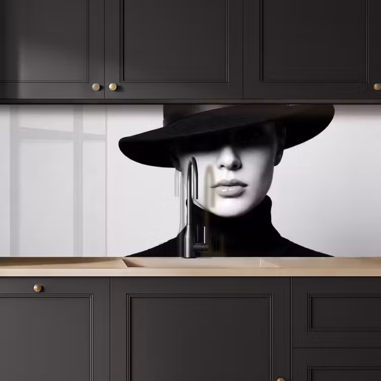 Keuken achterwand - Vrouw - Schaduw - Zwart - Wit - Mysterieus — 6