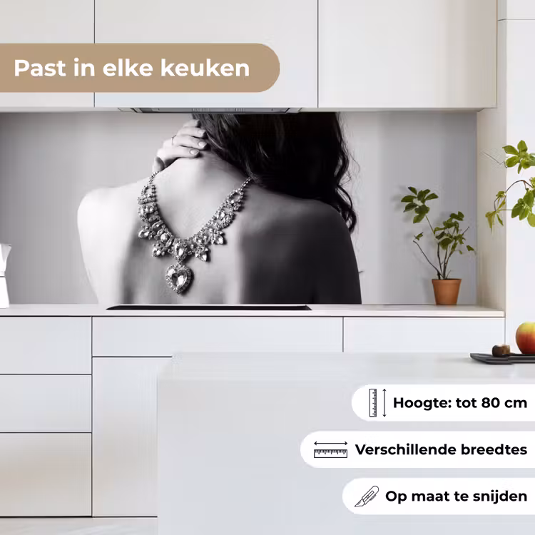 Keuken achterwand - Vrouw - Ketting - Fashion - Zwart - Wit — 4