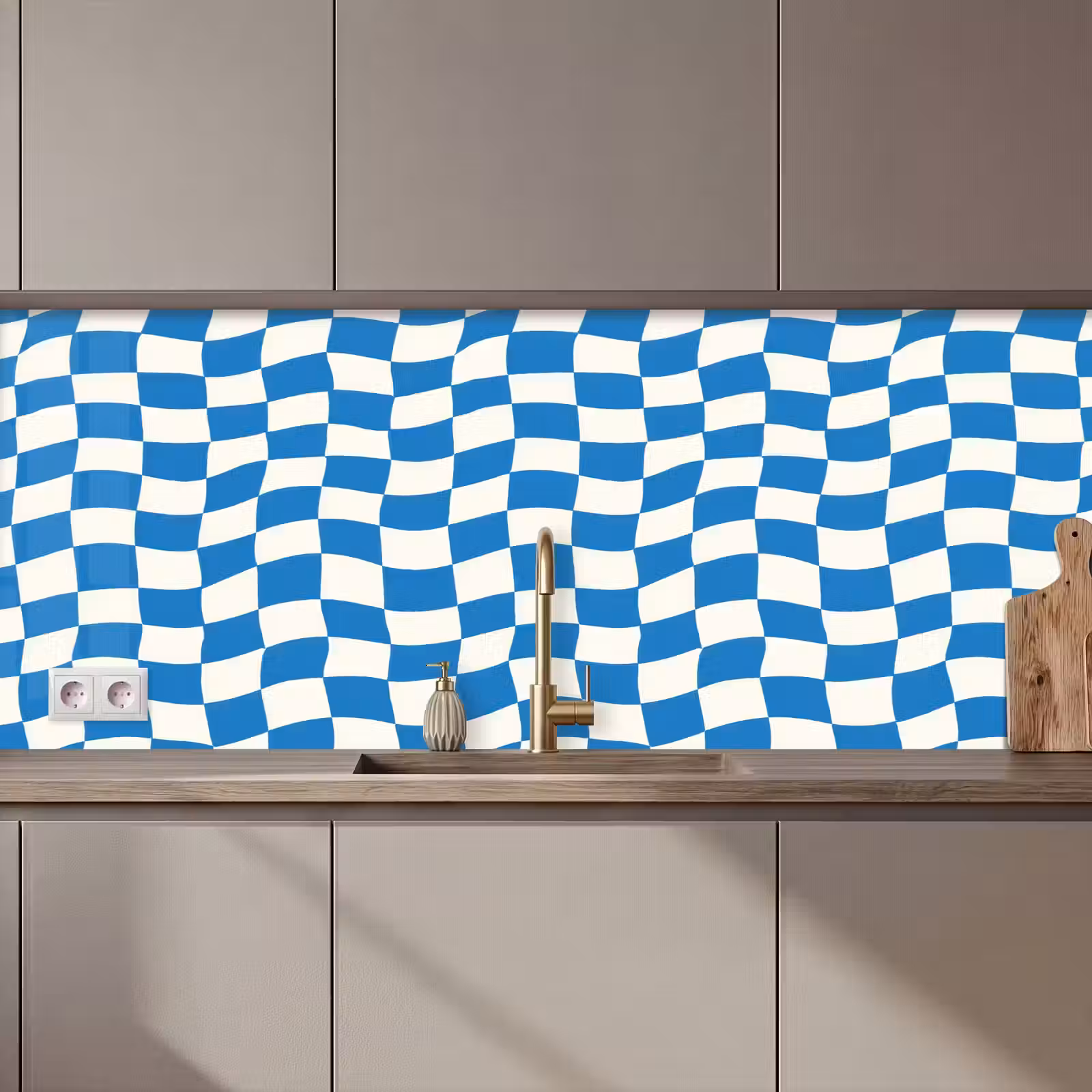 Keuken achterwand - Golvend - Patroon - Blauw — 1