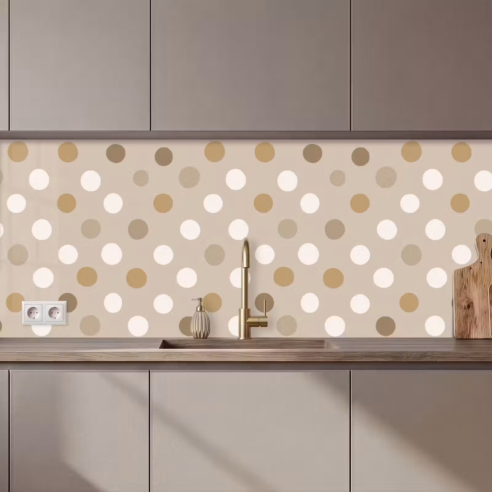 Keuken achterwand - Polka - Dots - Beige — 1