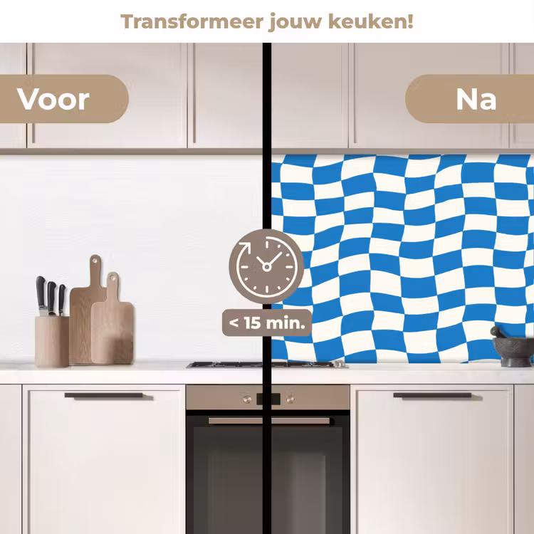 Keuken achterwand - Golvend - Patroon - Blauw — 2