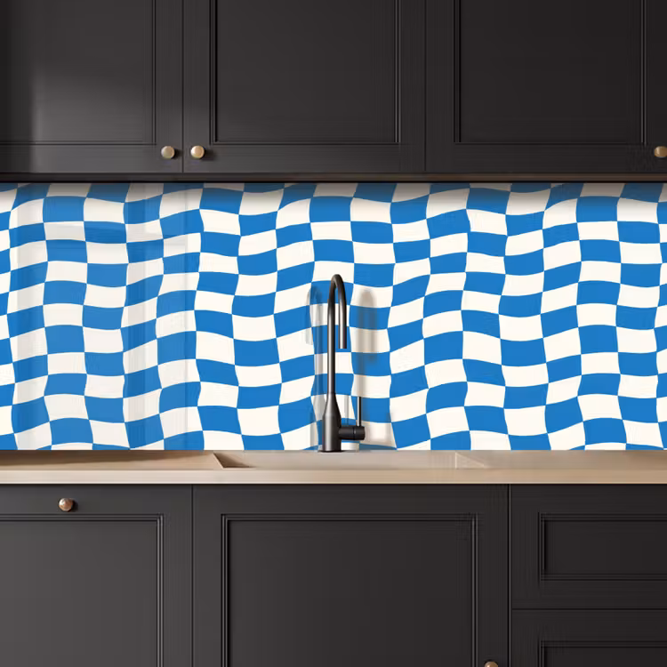 Keuken achterwand - Golvend - Patroon - Blauw — 6