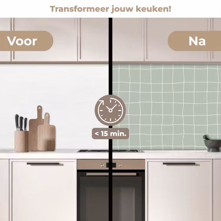 Keuken achterwand - Ruitpatroon - Golvend - Groen — 2