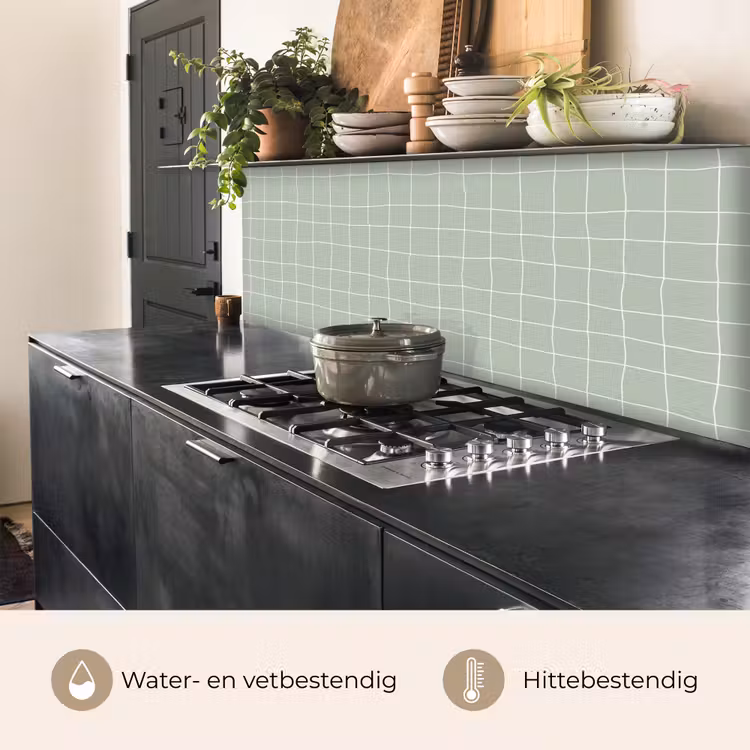 Keuken achterwand - Ruitpatroon - Golvend - Groen — 3