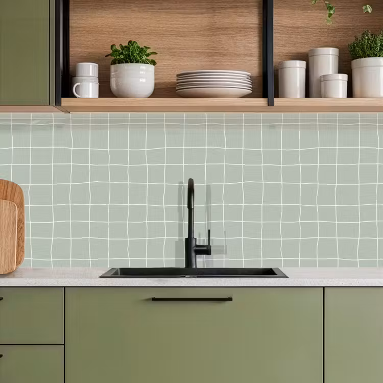 Keuken achterwand - Ruitpatroon - Golvend - Groen — 5