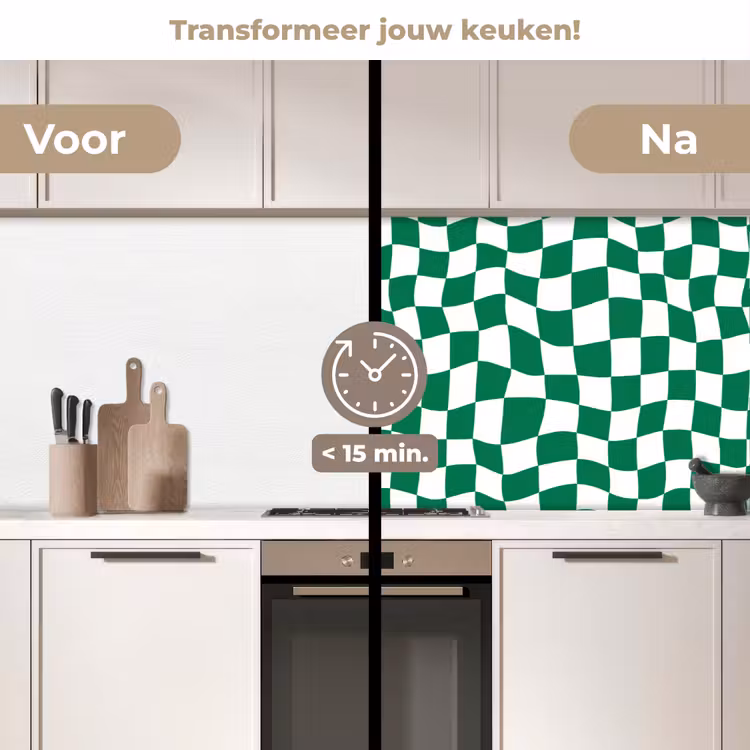Keuken achterwand - Schaakbord - Golvend - Groen — 2