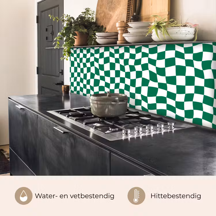 Keuken achterwand - Schaakbord - Golvend - Groen — 3