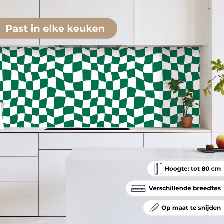 Keuken achterwand - Schaakbord - Golvend - Groen — 4
